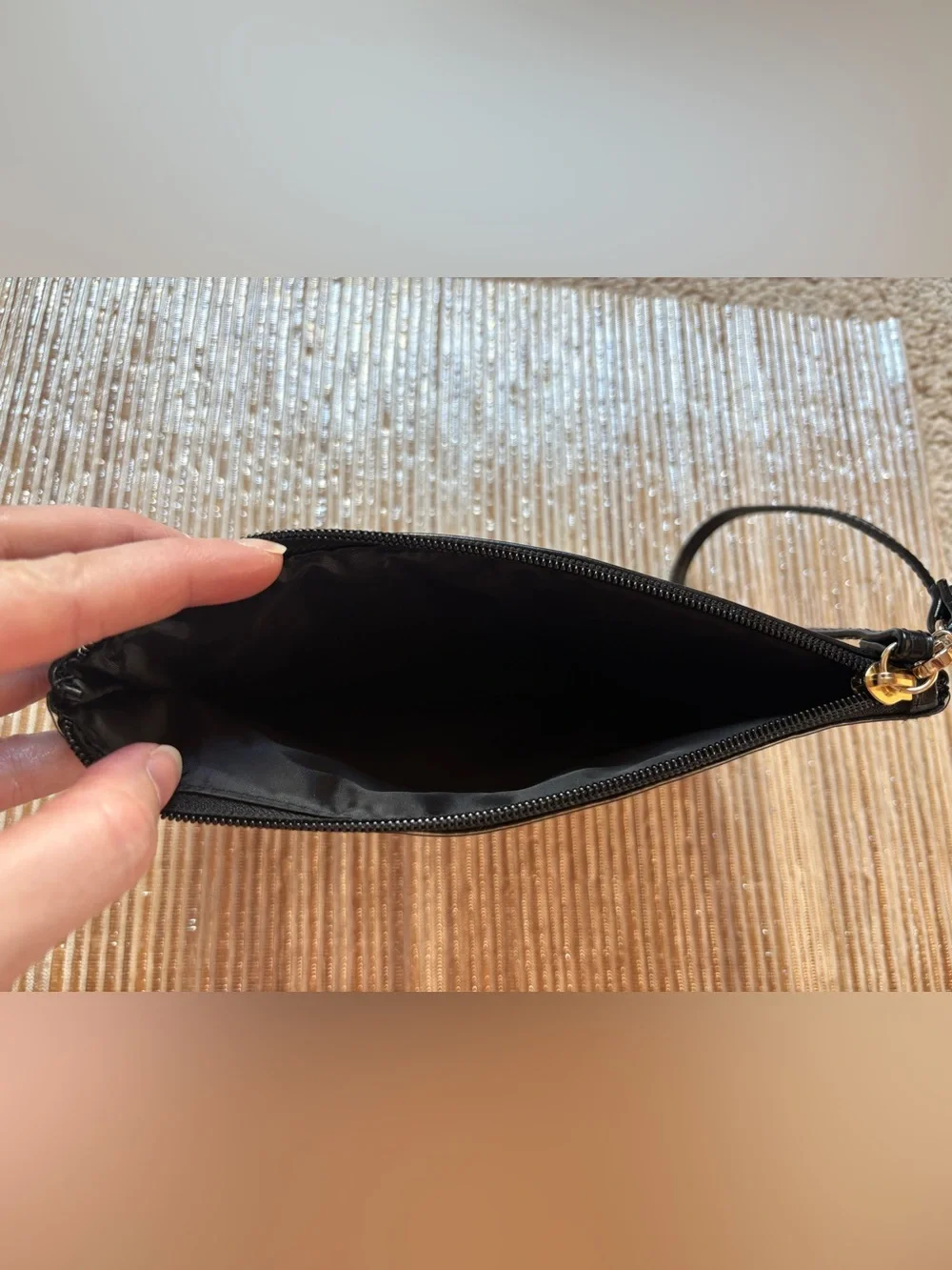 Victoria's Secret Black Sequin Wristlet / Cosmetics Bag
